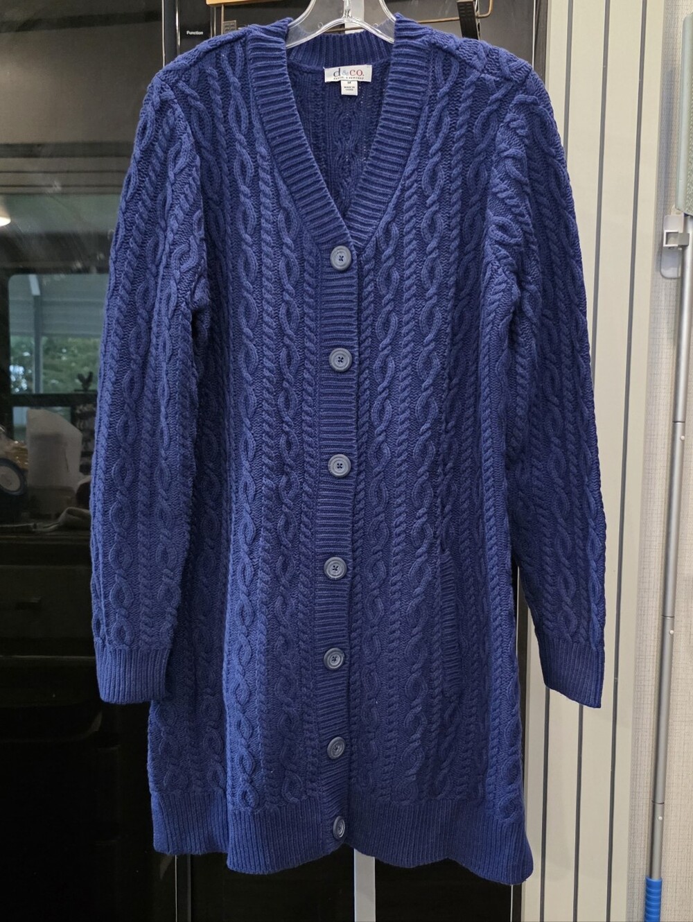Denim & Co. Blue Cable Knit Longline Cardigan Sweater